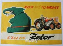 AFFICHE ORIGINALE tractor TRACTEUR ZETOR poster éléphant BRNO ZEmdlský trakTOR