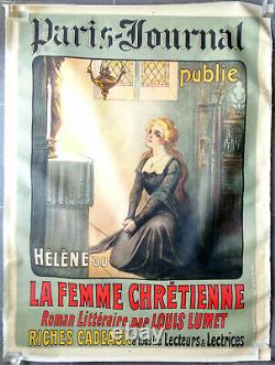 AFFICHE PUBLICITAIRE ANCIENNE PARIS-JOURNAL Hélène La Femme Chrétienne GOTHIQUE
