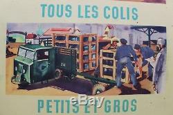 AFFICHE SNCF 1947 TRACTEUR semi remorque FAR F. A. R. Camion scammel scarab poster