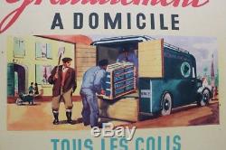 AFFICHE SNCF 1947 TRACTEUR semi remorque FAR F. A. R. Camion scammel scarab poster