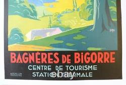 AFFICHE TOURISME Bagnères de Bigorre 65 Hautes Pyrénées Chemins Fer Midi DABO