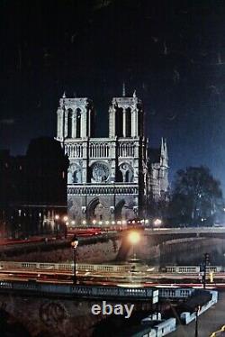 AFFICHE TOURISME PARIS 1956 NOTRE DAME de PARIS OPEN FLASH PHOTO MACHATSCHECK