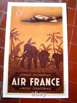 AFFICHE litho ancienne CIRCA 1948 AIR FRANCE AFRIQUE EQUATORIALE/ GUERRA