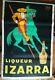 Affiche Originale- Liqueur Izarra Zulla 1934 Fond Noir Bon état