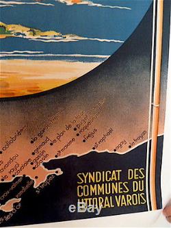 AFFICHE originale SNCF COTE D AZUR VAROISE MORERA Var publicité publicitaire