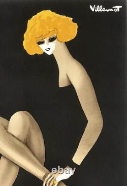 AFFICHE papier ARCHES ancienne CHAUSSURES BALLY / femme blonde par VILLEMOT