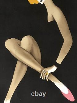 AFFICHE papier ARCHES ancienne CHAUSSURES BALLY / femme blonde par VILLEMOT