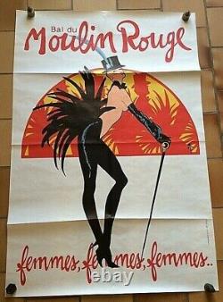 AFFICHE spectacle Bal du Moulin Rouge femmes, femmes, femmes Années 70
