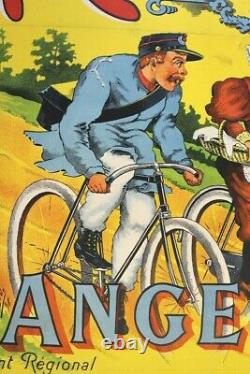 AFFICHE vélo 1896 CYCLES MALINGE & LAULAN ANGERS 49 POSTE chaine à dents sautées