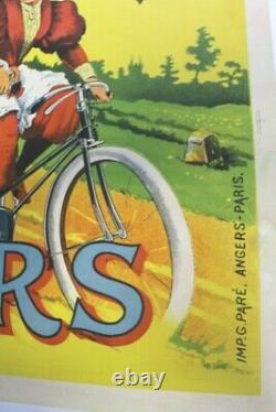 AFFICHE vélo 1896 CYCLES MALINGE & LAULAN ANGERS 49 POSTE chaine à dents sautées
