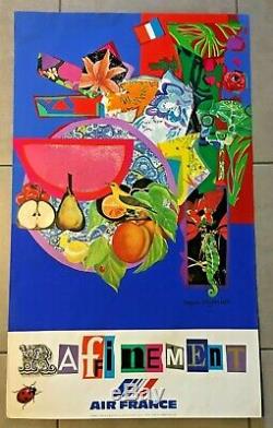 AIR FRANCE Roger BEZOMBES- Vie du Monde, 1981 Portfolio de 8 affiches