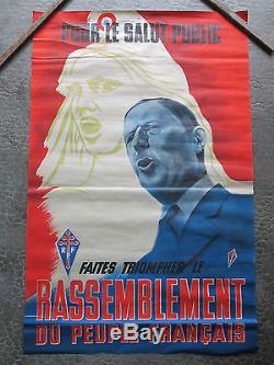 Ancienne Affiche Originale R. P. F Pour Le Salut Public De Gaulle
