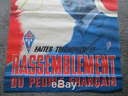 Ancienne Affiche Originale R. P. F Pour Le Salut Public De Gaulle