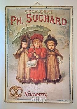 ANCIENNE PLV CARTON CHOCOLAT SUCHARD 1891 Authentique Matériel de Magasin
