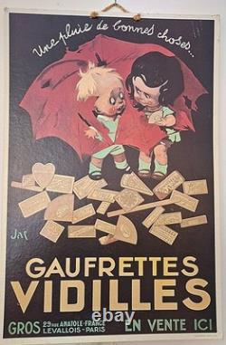ANCIENNE PLV CARTON GAUFRETTES VIDILLES Années 1950 Formes & Sculptures