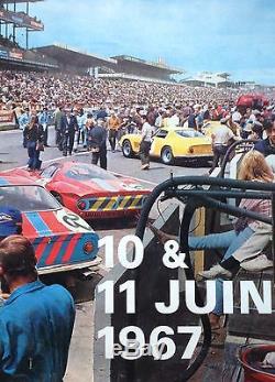 Andre Delourmel Affiche Originale Auto 24 Heures Du Mans 1967 Vintage Poster
