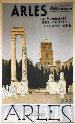 ARLES par Léo LELEE 1936 Affiche originale litho entoilée 66x104cm