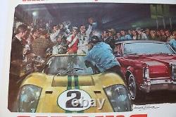 Affiche 12 Heures Circuit Sebring 23 Mars 1968 Ford Gt 40 Porsche 907 Automobile