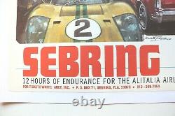 Affiche 12 Heures Circuit Sebring 23 Mars 1968 Ford Gt 40 Porsche 907 Automobile