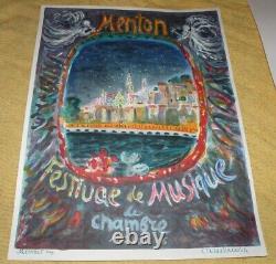 Affiche 1966 Festival De Musique Menton Par Terechkovitch Mourlot