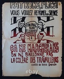 Affiche 1970 Comité de base Grandin Colère des travailleurs 68x84cm poster 199