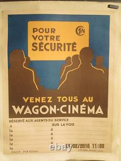 Affiche ANCIENNE POUR WAGON CINEMA SNCF RARE