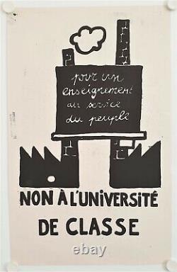 Affiche ATELIER POPULAIRE Mai 1968 NON A L'UNIVERSITÉ DE CLASSE Sérigraphie