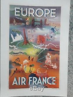 Affiche Air France Europe Scenes Diverses Annees 50