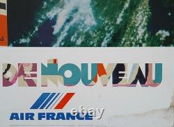 Affiche Air France Monde Nouveau Roger Bezombes, Mourlot Paris, 1981, 100x60 cm
