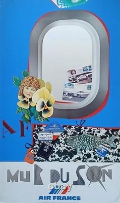 Affiche Air France Mur du Son par Roger Bezombes, Mourlot, 1981, 100 × 60 cm