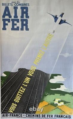 Affiche Air France Originale 1932 Air Fer Roland Hugon