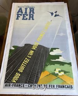 Affiche Air France Originale 1932 Air Fer Roland Hugon