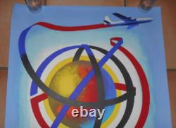Affiche Air France, ancienne originale, le plus grand reseau du monde, nathan
