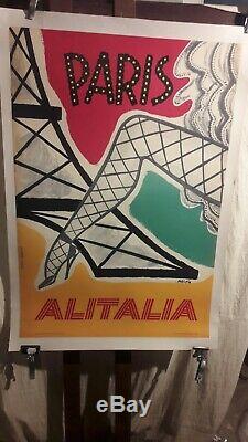 Affiche Alitalia Paris Festive Annees 1960