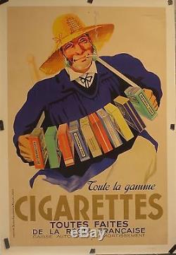 Affiche Ancienne 1939 de FALCUCCI pour les Cigarettes de la Regie Francaise