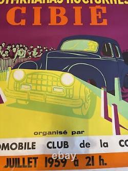 Affiche Ancienne 1959 Bastia Cibié Tournoi International De Gymkhanas Nocturnes