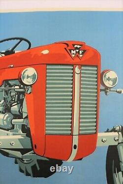 Affiche Ancienne 1961 Massey Ferguson Tracteur 825 32 35 65 Petit Gris Pony