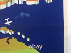 Affiche Ancienne Air France Amerique Du Nort Plaquet 1951 62 X 100 CM