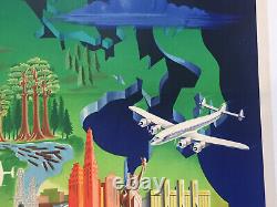 Affiche Ancienne Air France Amerique Du Nort Plaquet 1951 62 X 100 CM
