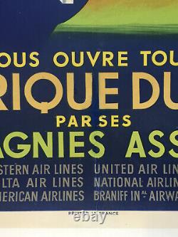 Affiche Ancienne Air France Amerique Du Nort Plaquet 1951 62 X 100 CM