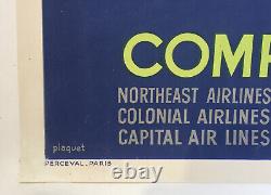 Affiche Ancienne Air France Amerique Du Nort Plaquet 1951 62 X 100 CM