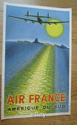 Affiche Ancienne Air France De 1949 Amerique Du Sud Dessinee Par Vasarely