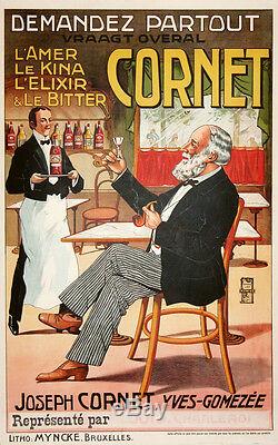 Affiche Ancienne Amer, Kina, Elixir Et Bitter Cornet CI 1900