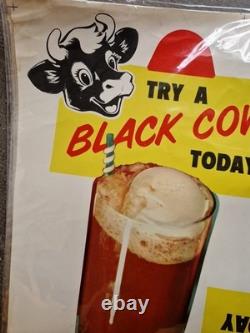 Affiche Ancienne Américaine Vintage Année 50 Glace Milk Black Cow