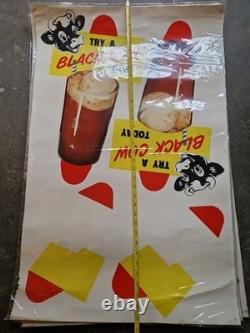 Affiche Ancienne Américaine Vintage Année 50 Glace Milk Black Cow