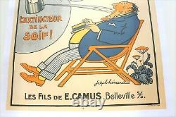 Affiche Ancienne Anis Absinthe La Comete E. Camus Extincteur Belleville S/s 69