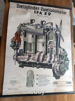 Affiche Ancienne Années 50 Automobile Moteur BMW Emw IFA F9 car motor