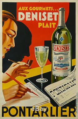 Affiche Ancienne Aperitif Anis Deniset Pontarlier Art Deco CI 1930