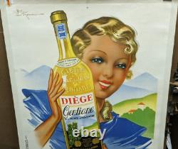 Affiche Ancienne Aperitif Gentiane Diege Monts D'auvergne Egletons Correze