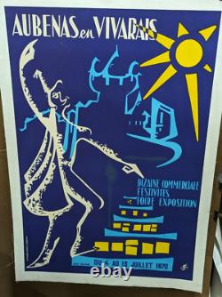 Affiche Ancienne Aubenas En Vivarais Ardeche 1970 Gaby Beaume